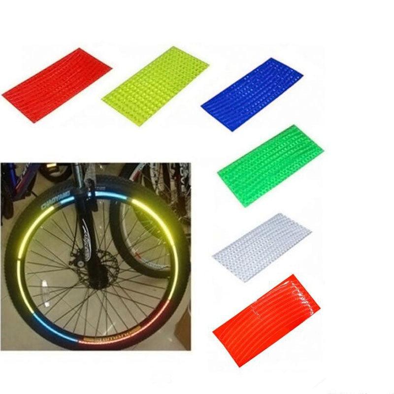 8PCS Feux de roue de vélo Lumières de vélo autocollants réfléchissants fluorescents Ruban de rayons de vélo Accessoires de vélo Ruban réfléchissant de vélo Autocollants de sécurité de nuit pour vélo et moto