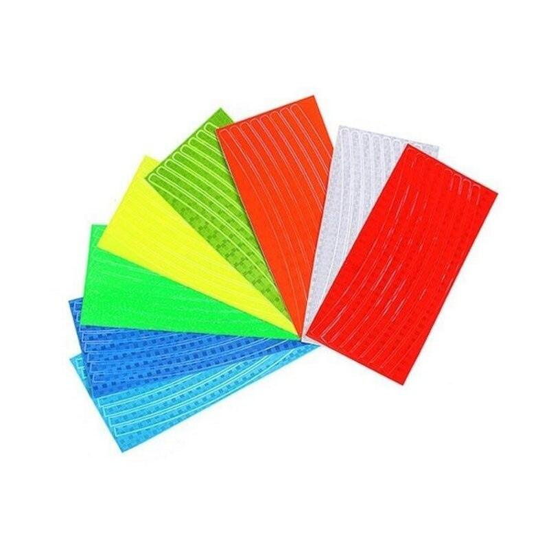 8PCS Feux de roue de vélo Lumières de vélo autocollants réfléchissants fluorescents Ruban de rayons de vélo Accessoires de vélo Ruban réfléchissant de vélo Autocollants de sécurité de nuit pour vélo et moto