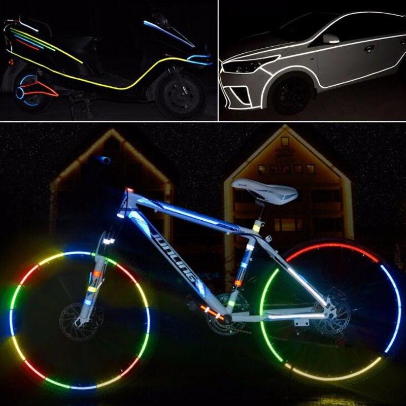 8PCS Feux de roue de vélo Lumières de vélo autocollants réfléchissants fluorescents Ruban de rayons de vélo Accessoires de vélo Ruban réfléchissant de vélo Autocollants de sécurité de nuit pour vélo et moto