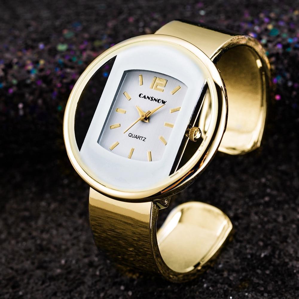 Montres classiques Fashion Gold pour femmes Montre-bracelet de luxe en acier inoxydable pour femmes