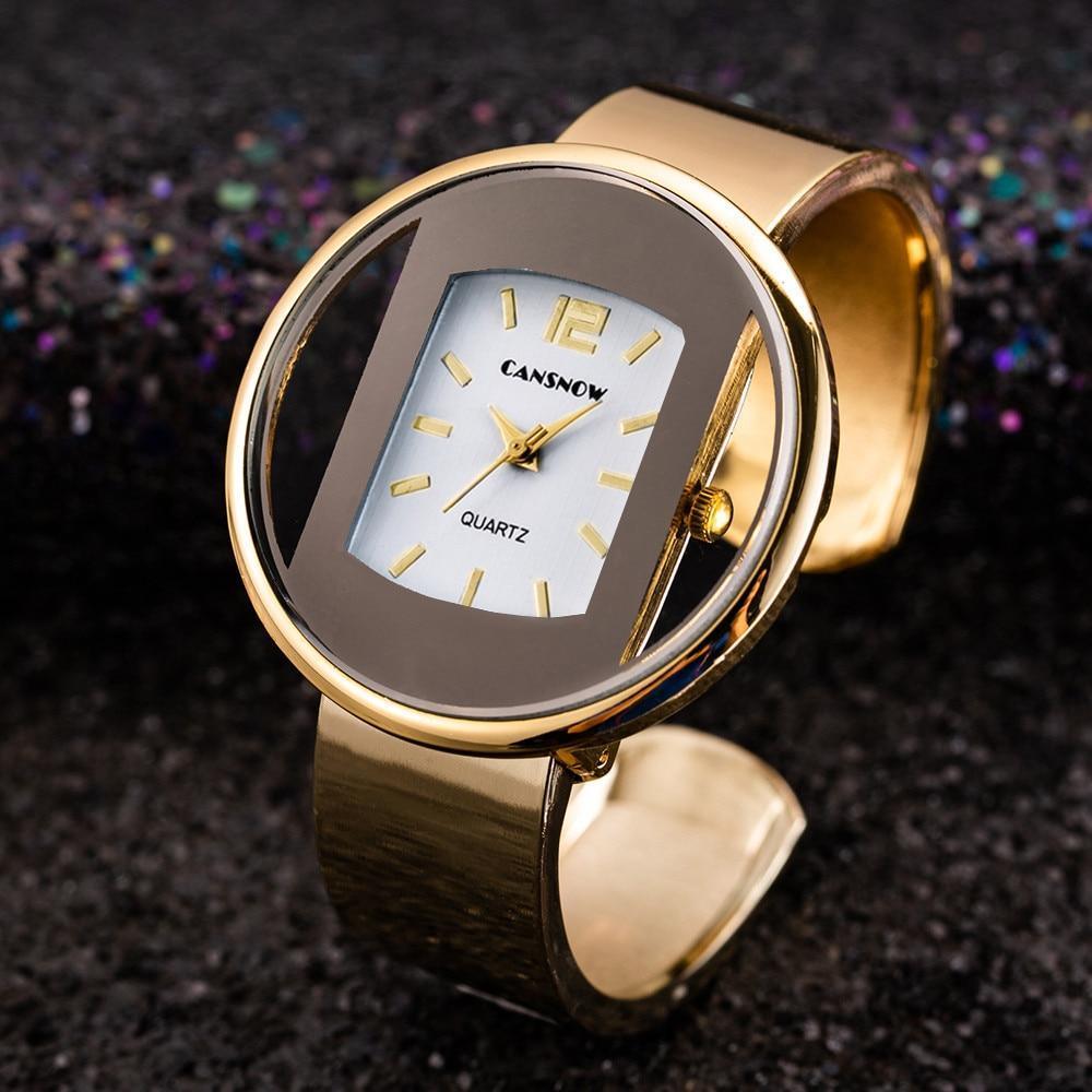 Montres classiques Fashion Gold pour femmes Montre-bracelet de luxe en acier inoxydable pour femmes