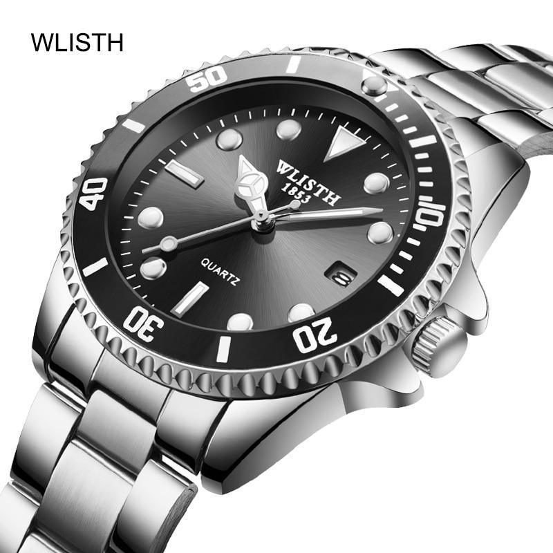 Montres de luxe rondes pour hommes d'affaires, étanches, élégantes, en acier inoxydable brillant, design analogique lumineux, montre-bracelet pour hommes