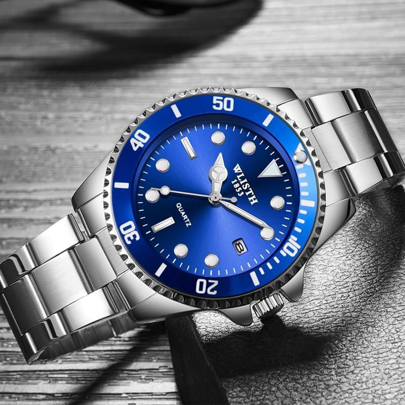 Montres de luxe rondes pour hommes d'affaires, étanches, élégantes, en acier inoxydable brillant, design analogique lumineux, montre-bracelet pour hommes