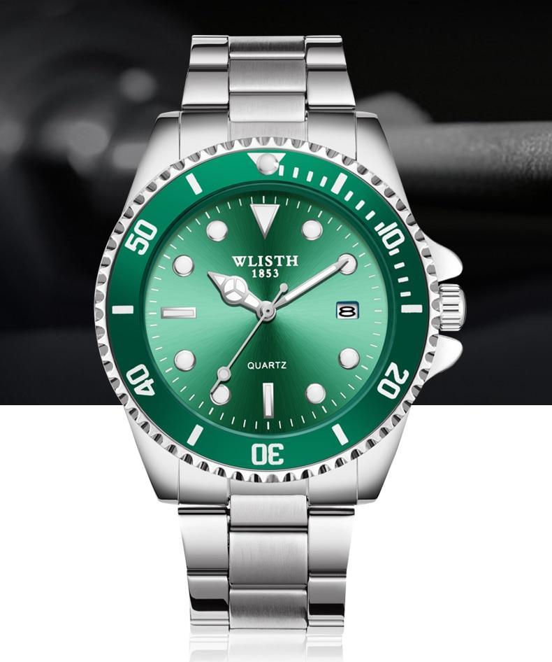 Montres de luxe rondes pour hommes d'affaires, étanches, élégantes, en acier inoxydable brillant, design analogique lumineux, montre-bracelet pour hommes