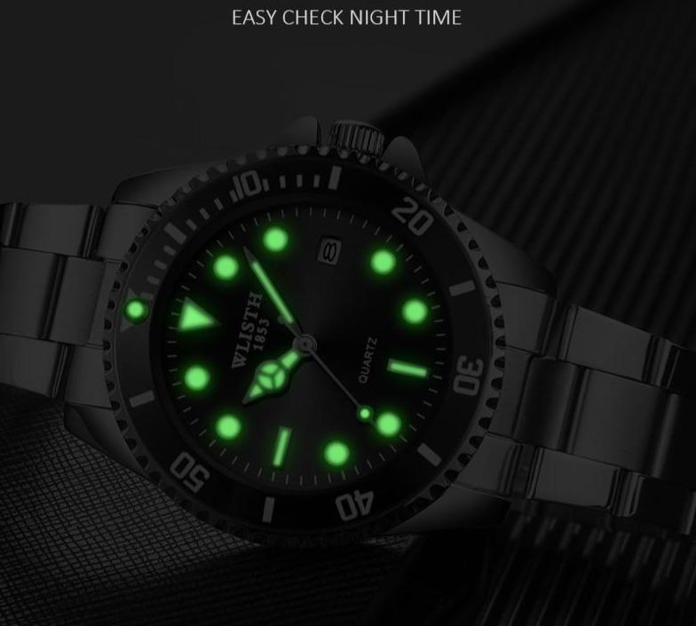 Montres de luxe rondes pour hommes d'affaires, étanches, élégantes, en acier inoxydable brillant, design analogique lumineux, montre-bracelet pour hommes