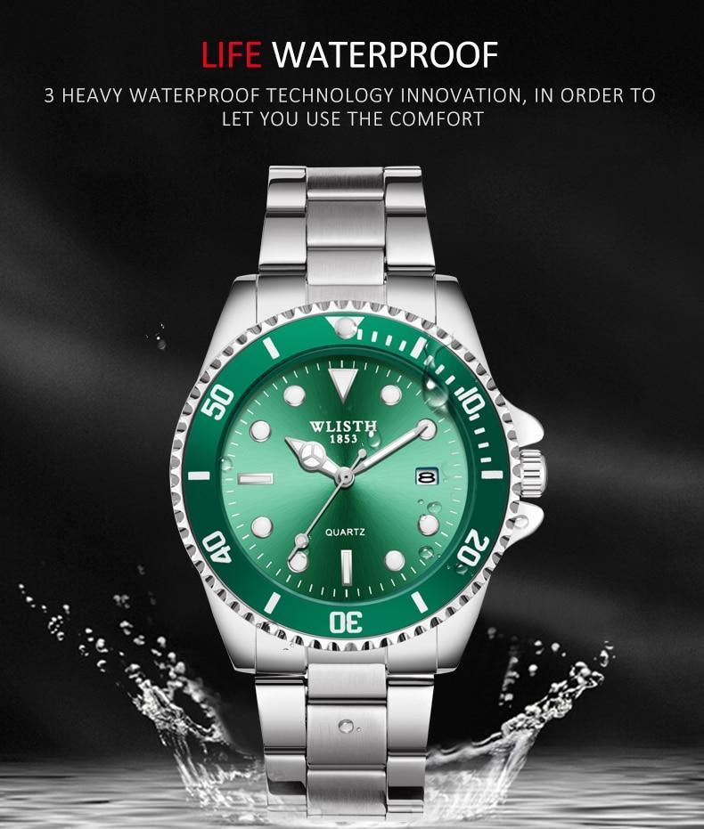Montres de luxe rondes pour hommes d'affaires, étanches, élégantes, en acier inoxydable brillant, design analogique lumineux, montre-bracelet pour hommes