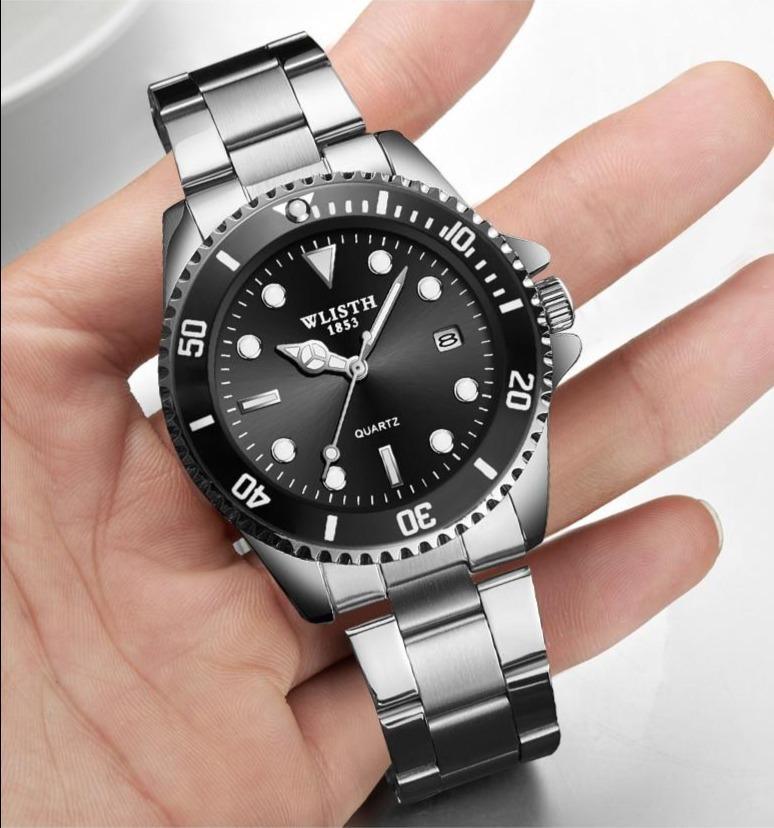 Montres de luxe rondes pour hommes d'affaires, étanches, élégantes, en acier inoxydable brillant, design analogique lumineux, montre-bracelet pour hommes