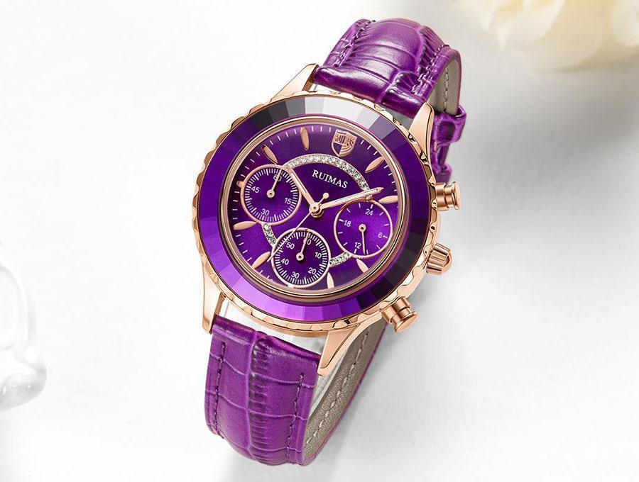 Montres de luxe vertes pour femmes, mouvement à quartz, bracelet en cuir à la mode, étanches, multifonctionnelles, pour femmes
