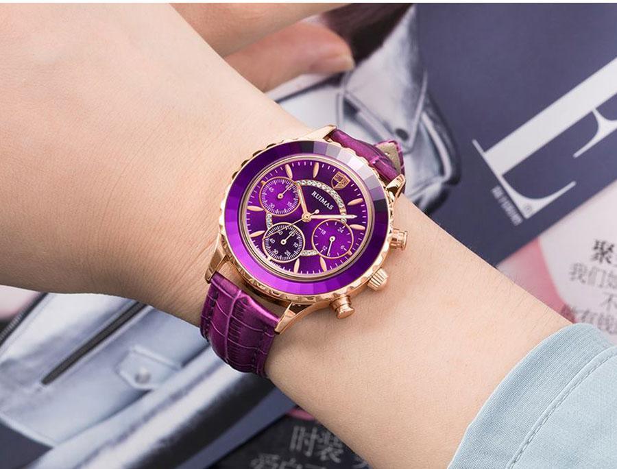 Montres de luxe vertes pour femmes, mouvement à quartz, bracelet en cuir à la mode, étanches, multifonctionnelles, pour femmes