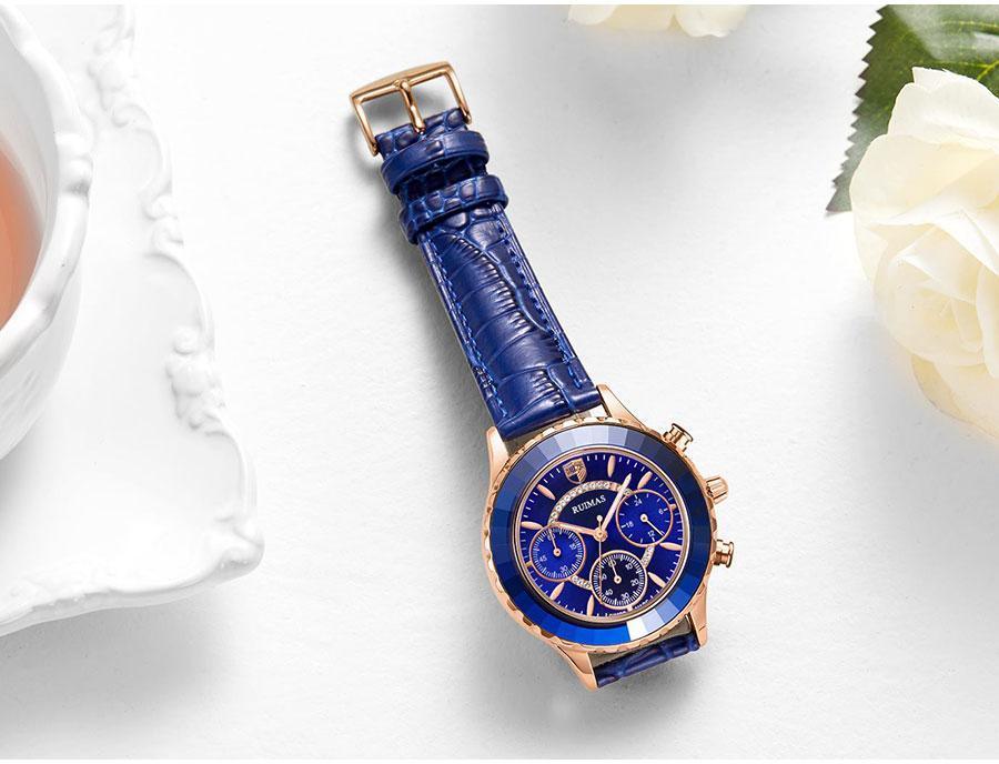 Montres de luxe vertes pour femmes, mouvement à quartz, bracelet en cuir à la mode, étanches, multifonctionnelles, pour femmes