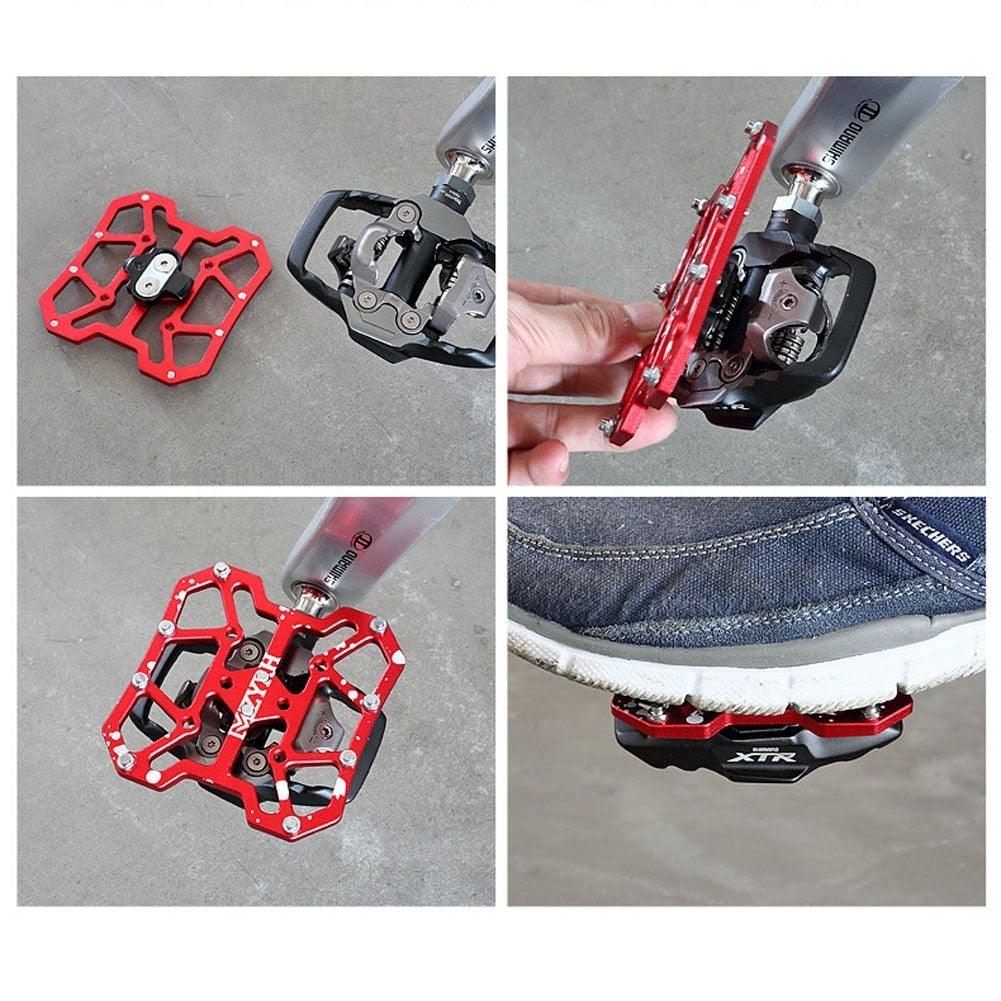 1 paire d'adaptateurs de plate-forme en alliage d'aluminium pour pédales automatiques de vélo de route VTT, adaptateurs de plate-forme universels en alliage pour pédales automatiques à cales