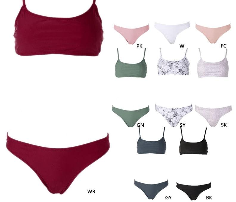 Ensemble de Bikini Push Up Maillots de Bain Taille Haute Femme Maillot de Bain Nervuré Brésilien Bikini Maillot de Bain Femme Bas de Bikini Triangle Haut de Maillot de Bain