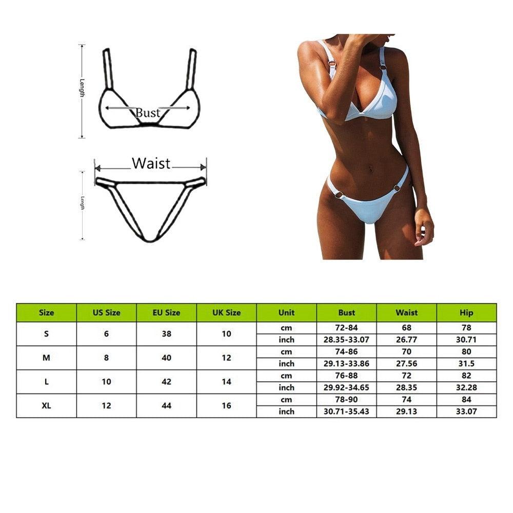 Ensemble de Bikini Push Up Maillots de Bain Taille Haute Femme Maillot de Bain Nervuré Brésilien Bikini Maillot de Bain Femme Bas de Bikini Triangle Haut de Maillot de Bain