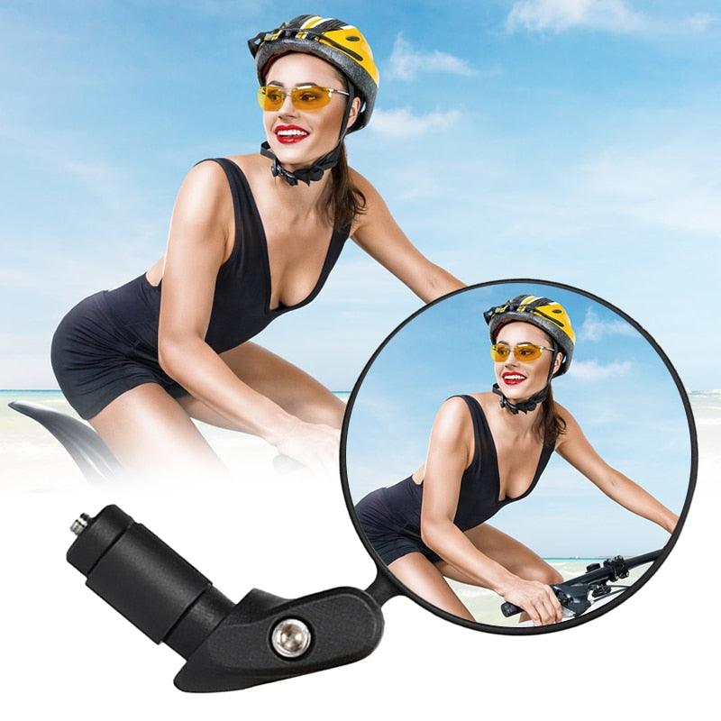 Rétroviseur de vélo rotatif en acier inoxydable Rétroviseur de vélo Rétroviseur de guidon de vélo Miroir de sécurité HD convexe réglable rotatif avec large champ de vision pour VTT