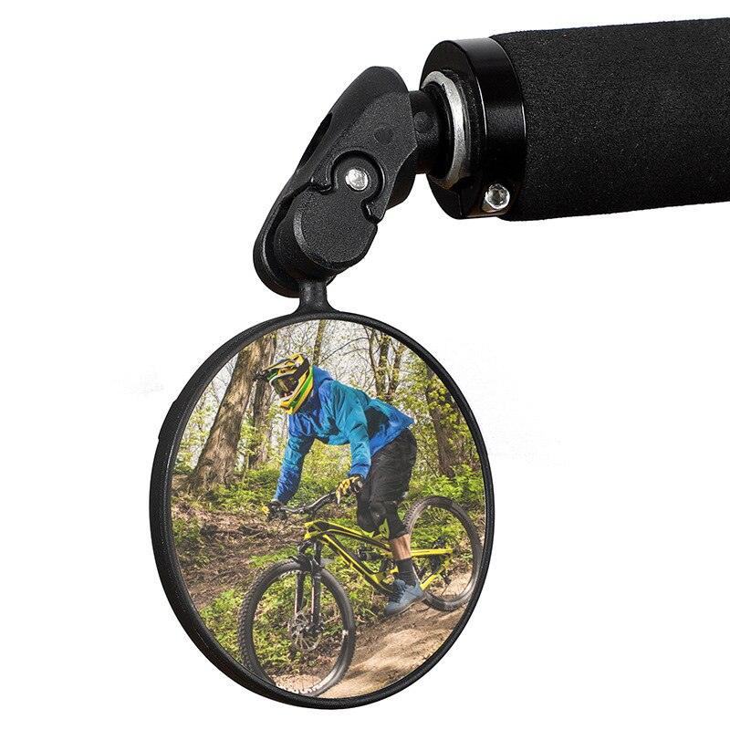 Rétroviseur de vélo rotatif en acier inoxydable Rétroviseur de vélo Rétroviseur de guidon de vélo Miroir de sécurité HD convexe réglable rotatif avec large champ de vision pour VTT