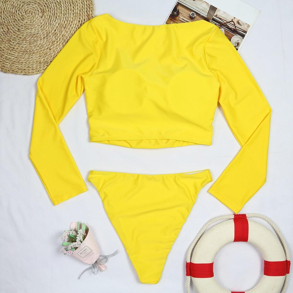 Maillot de bain de surf pour femme Bikini manches longues Maillot de bain imprimé tigre Push Up Maillot de bain d'été deux pièces Rash Guard de surf Bikini manches longues Ensemble maillot de bain