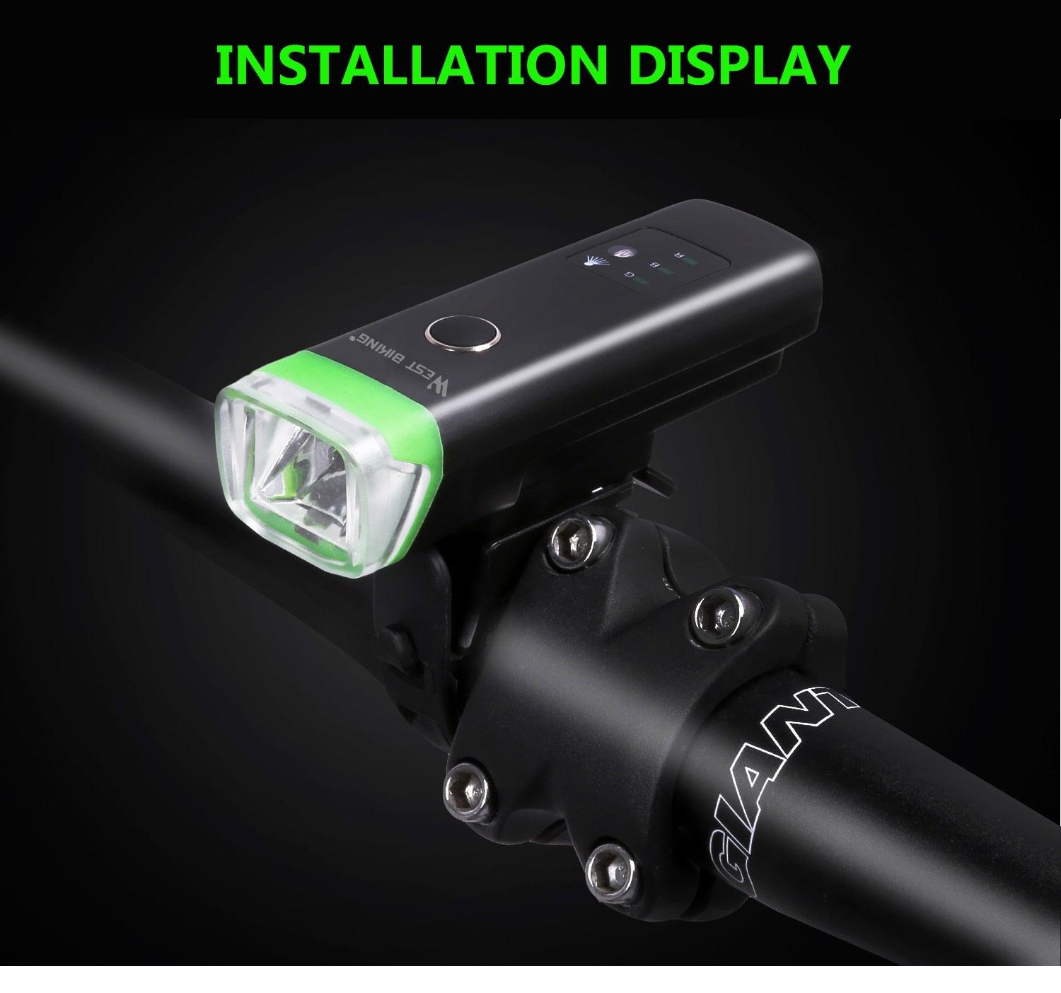 Phare avant de vélo rechargeable USB Lumière de vélo LED étanche Phare de cyclisme Lampe de sécurité pour l'escalade Lampe de vélo super brillante Facile à installer Convient à tous les vélos Phares avec modes