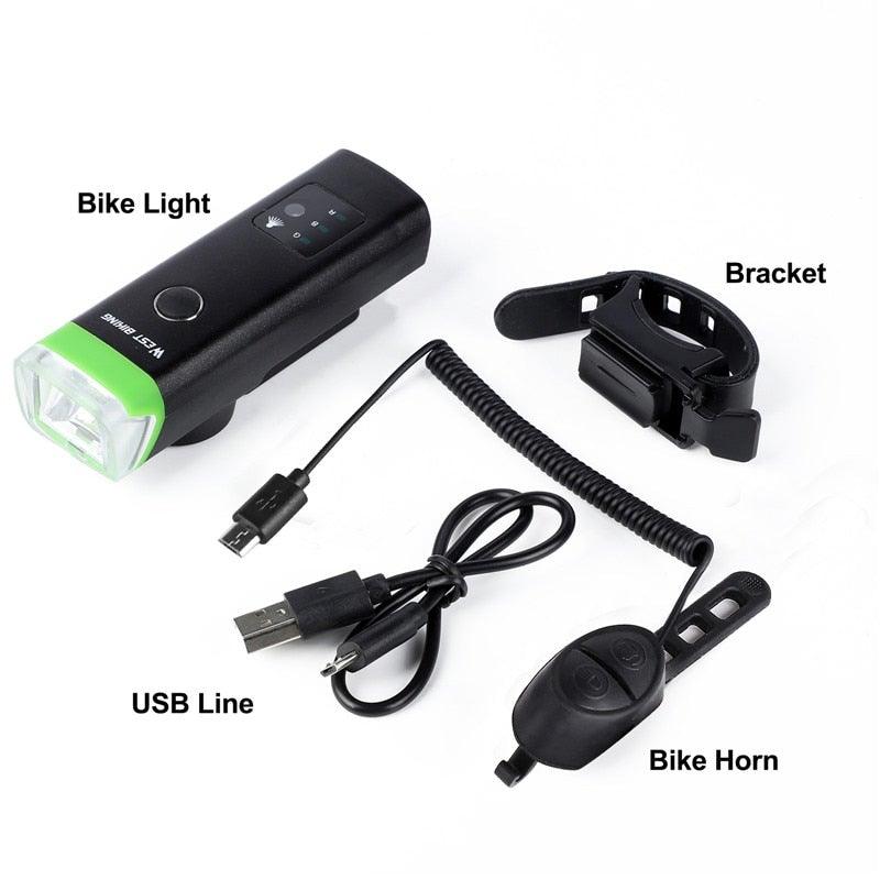 Phare avant de vélo rechargeable USB Lumière de vélo LED étanche Phare de cyclisme Lampe de sécurité pour l'escalade Lampe de vélo super brillante Facile à installer Convient à tous les vélos Phares avec modes