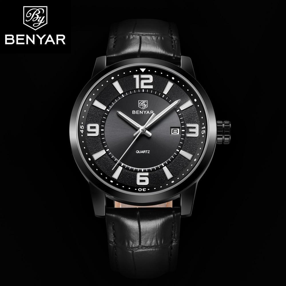 Montre de Luxe Sportive Homme Montre Quartz Bleue Bracelet en Cuir Tendance Montre-Bracelet Décontractée pour Homme