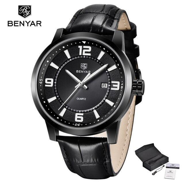 Montre de Luxe Sportive Homme Montre Quartz Bleue Bracelet en Cuir Tendance Montre-Bracelet Décontractée pour Homme