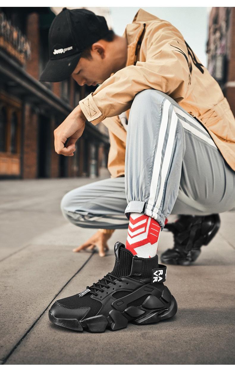 Baskets montantes beiges modernes pour hommes, chaussures épaisses pour hommes, baskets de sport de qualité supérieure, respirantes, décontractées, pour l'extérieur, augmentant la hauteur