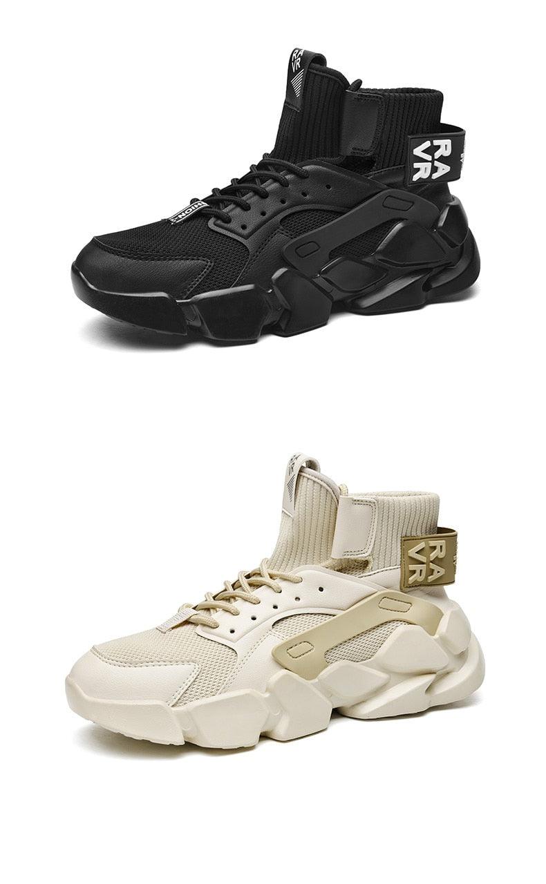 Baskets montantes beiges modernes pour hommes, chaussures épaisses pour hommes, baskets de sport de qualité supérieure, respirantes, décontractées, pour l'extérieur, augmentant la hauteur