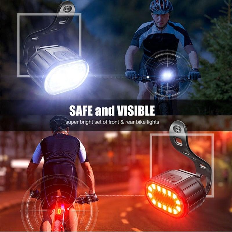 4 modes 350 mAh USB Vélo Phare avant de vélo rechargeable Feu arrière de vélo LED Lampe frontale Ultra Lumineux Kit de feux avant et arrière de vélo Étanche IPX4 VTT Casque de vélo Phare avant et feu arrière