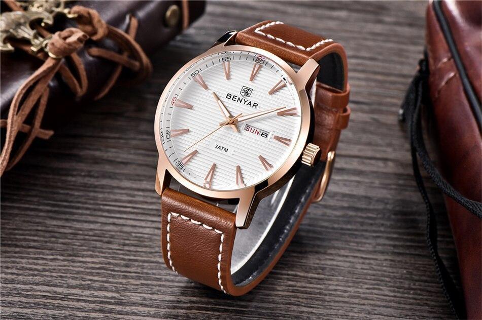 Nouvelle montre homme décontractée noire, mode simple, à quartz analogique, étanche, bracelet en cuir de luxe, élégante