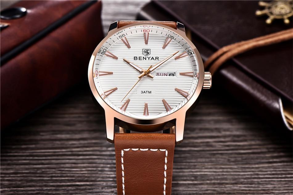Nouvelle montre homme décontractée noire, mode simple, à quartz analogique, étanche, bracelet en cuir de luxe, élégante