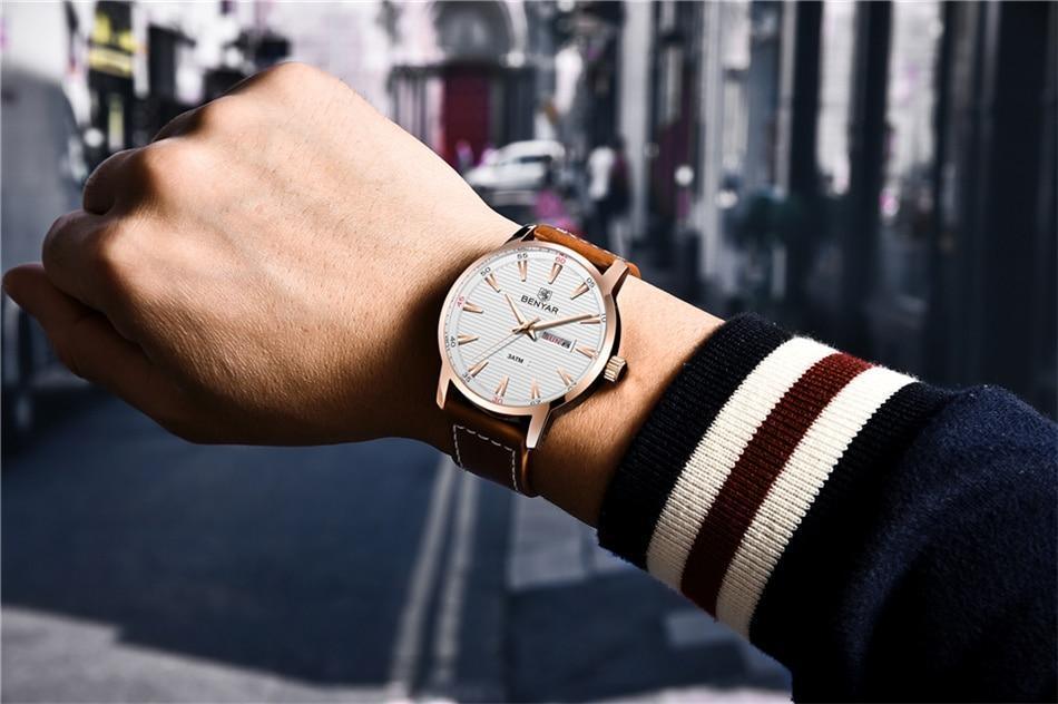 Nouvelle montre homme décontractée noire, mode simple, à quartz analogique, étanche, bracelet en cuir de luxe, élégante