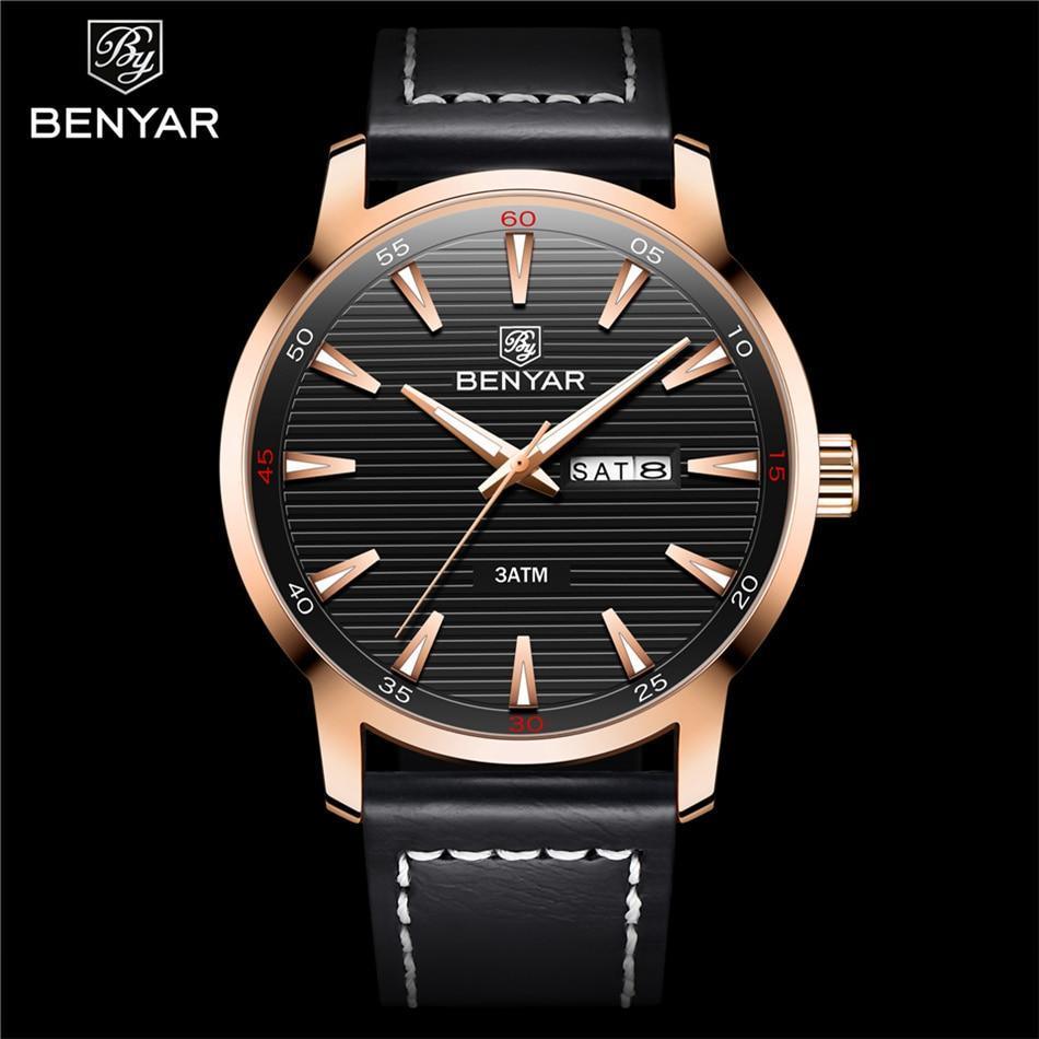 Nouvelle montre homme décontractée noire, mode simple, à quartz analogique, étanche, bracelet en cuir de luxe, élégante