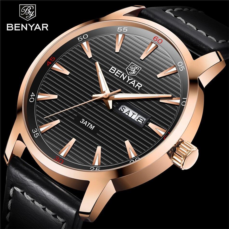 Nouvelle montre homme décontractée noire, mode simple, à quartz analogique, étanche, bracelet en cuir de luxe, élégante