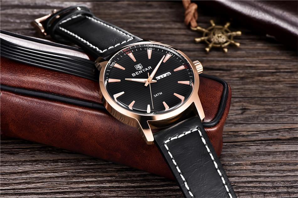Nouvelle montre homme décontractée noire, mode simple, à quartz analogique, étanche, bracelet en cuir de luxe, élégante
