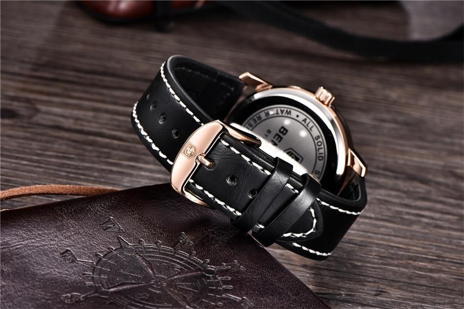 Nouvelle montre homme décontractée noire, mode simple, à quartz analogique, étanche, bracelet en cuir de luxe, élégante