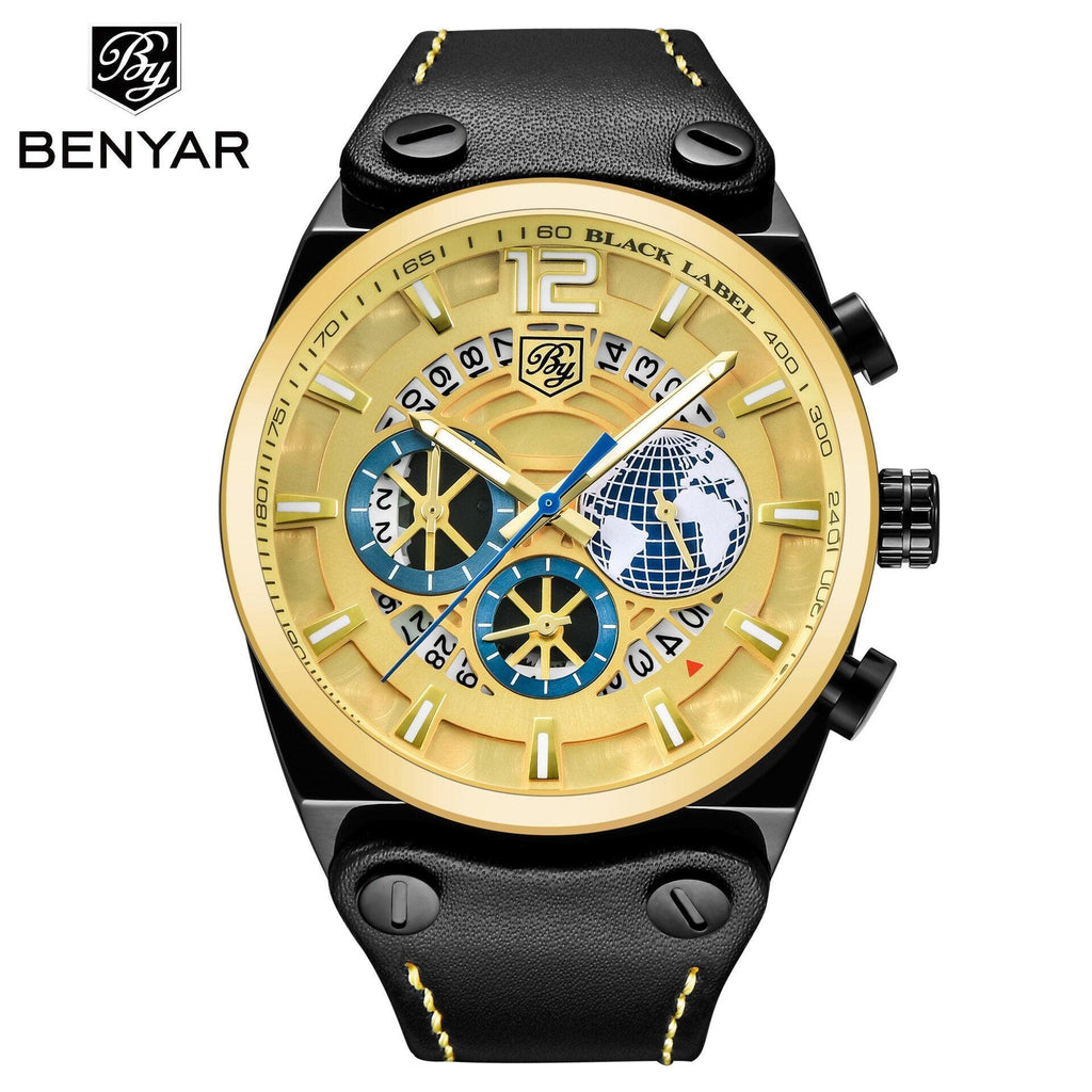 Montre de sport multifonction à quartz en silicone pour hommes, bracelet de luxe étanche avec aiguilles lumineuses