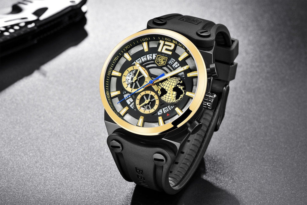 Montre de sport multifonction à quartz en silicone pour hommes, bracelet de luxe étanche avec aiguilles lumineuses
