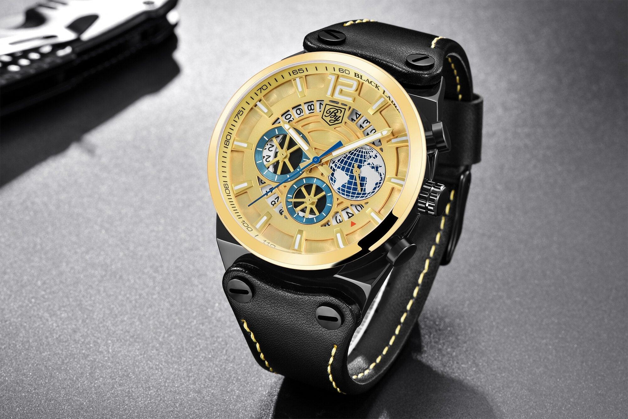 Montre de sport multifonction à quartz en silicone pour hommes, bracelet de luxe étanche avec aiguilles lumineuses