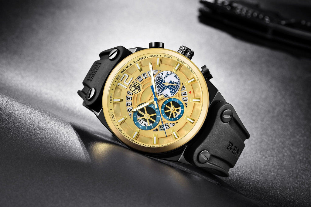 Montre de sport multifonction à quartz en silicone pour hommes, bracelet de luxe étanche avec aiguilles lumineuses