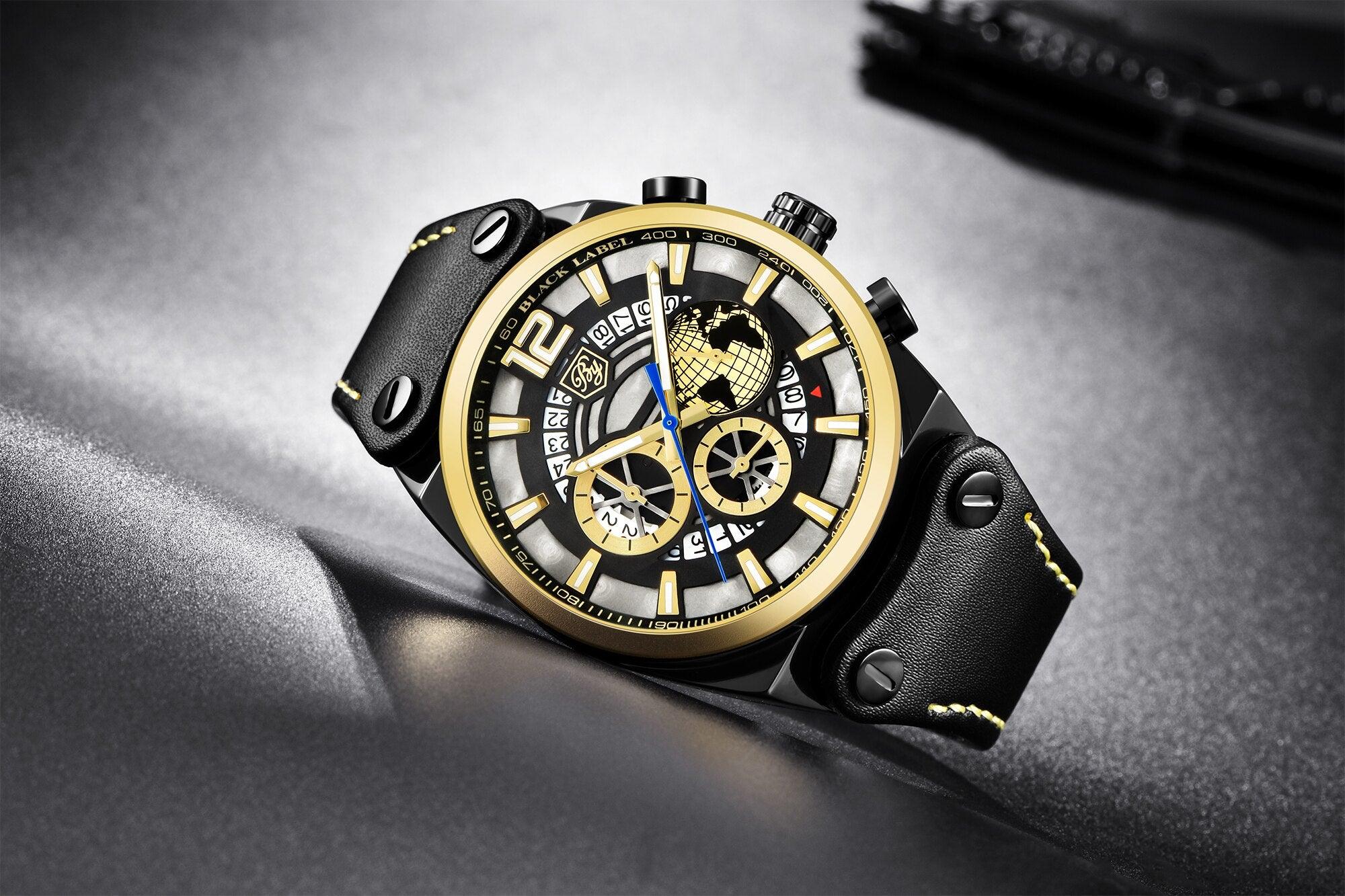 Montre de sport multifonction à quartz en silicone pour hommes, bracelet de luxe étanche avec aiguilles lumineuses