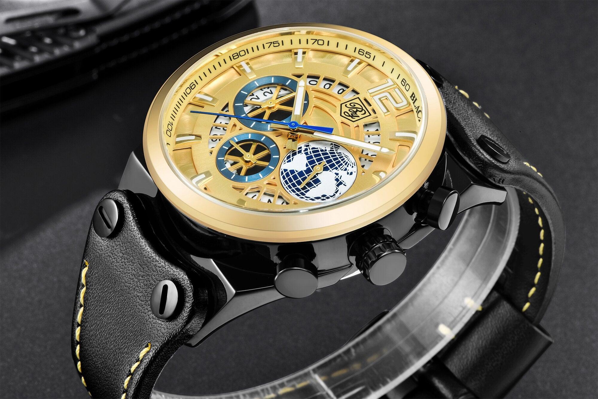 Montre de sport multifonction à quartz en silicone pour hommes, bracelet de luxe étanche avec aiguilles lumineuses
