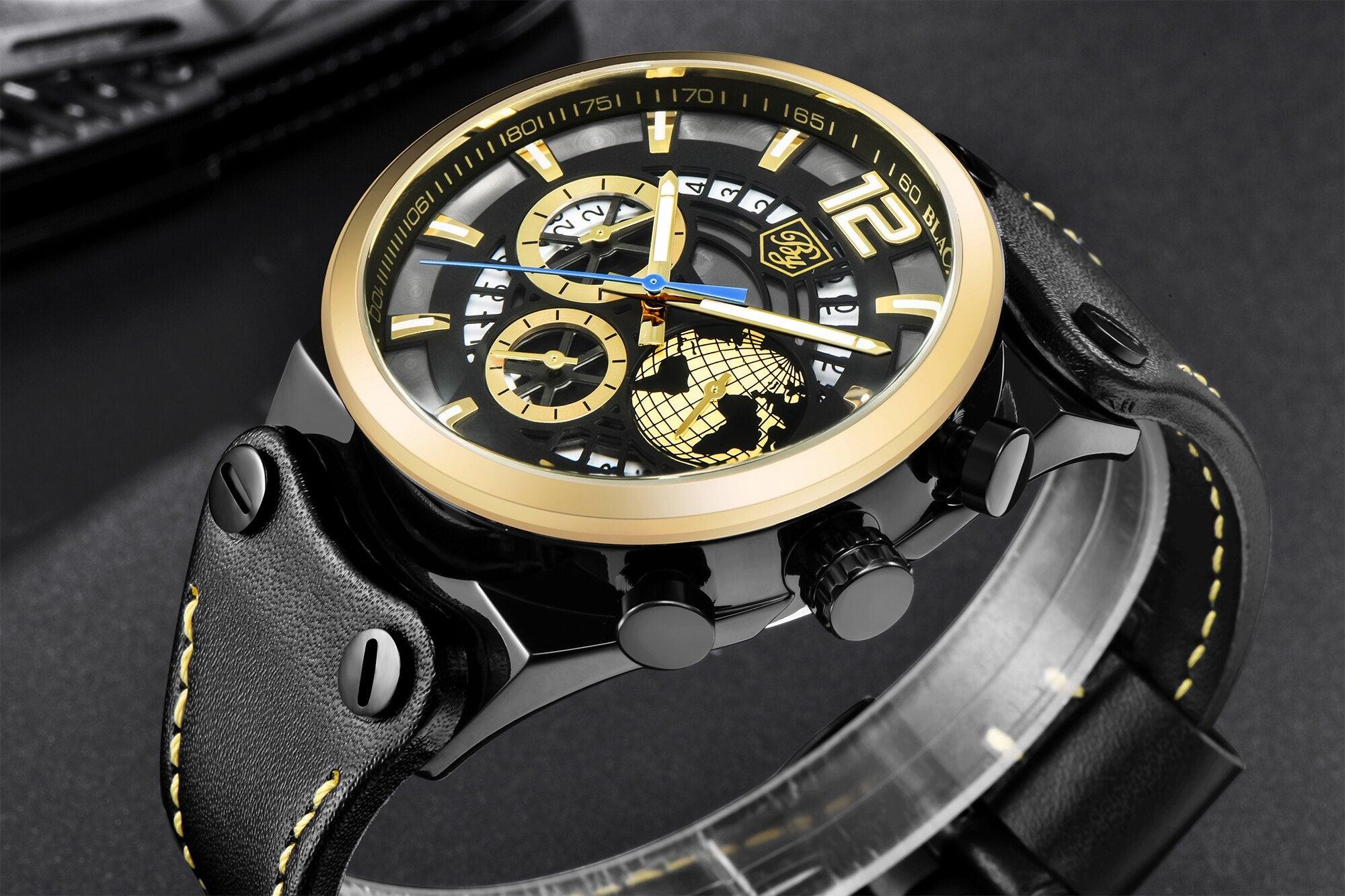 Montre de sport multifonction à quartz en silicone pour hommes, bracelet de luxe étanche avec aiguilles lumineuses