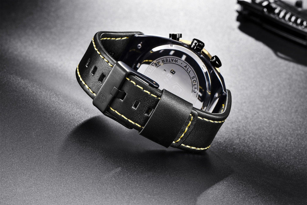 Montre de sport multifonction à quartz en silicone pour hommes, bracelet de luxe étanche avec aiguilles lumineuses