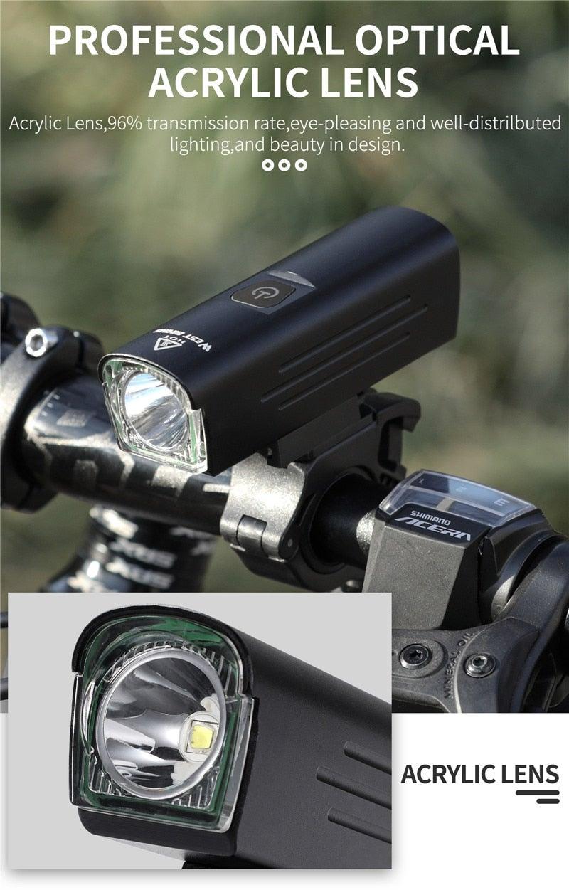 Phare avant de vélo rechargeable USB Lumière de vélo LED étanche Phare de cyclisme Lampe de sécurité pour l'escalade Lampe de vélo super brillante Facile à installer Convient à tous les vélos Phares avec modes