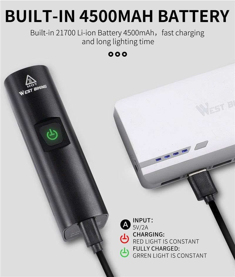 Phare avant de vélo rechargeable USB Lumière de vélo LED étanche Phare de cyclisme Lampe de sécurité pour l'escalade Lampe de vélo super brillante Facile à installer Convient à tous les vélos Phares avec modes