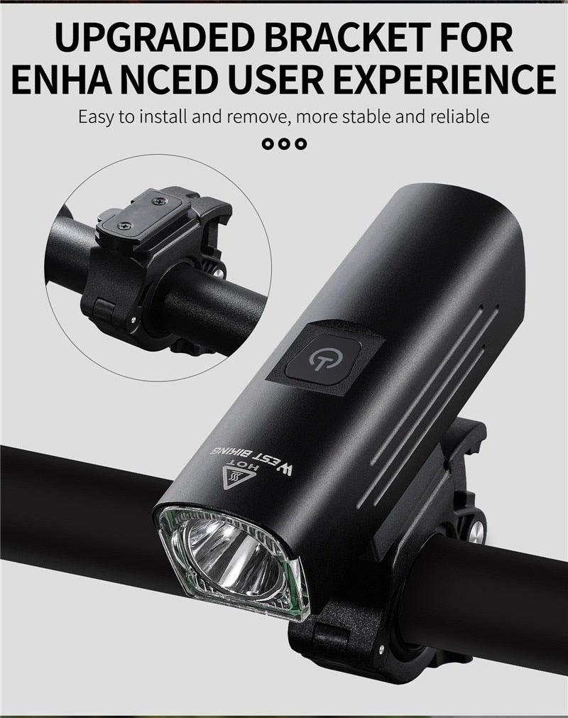 Phare avant de vélo rechargeable USB Lumière de vélo LED étanche Phare de cyclisme Lampe de sécurité pour l'escalade Lampe de vélo super brillante Facile à installer Convient à tous les vélos Phares avec modes