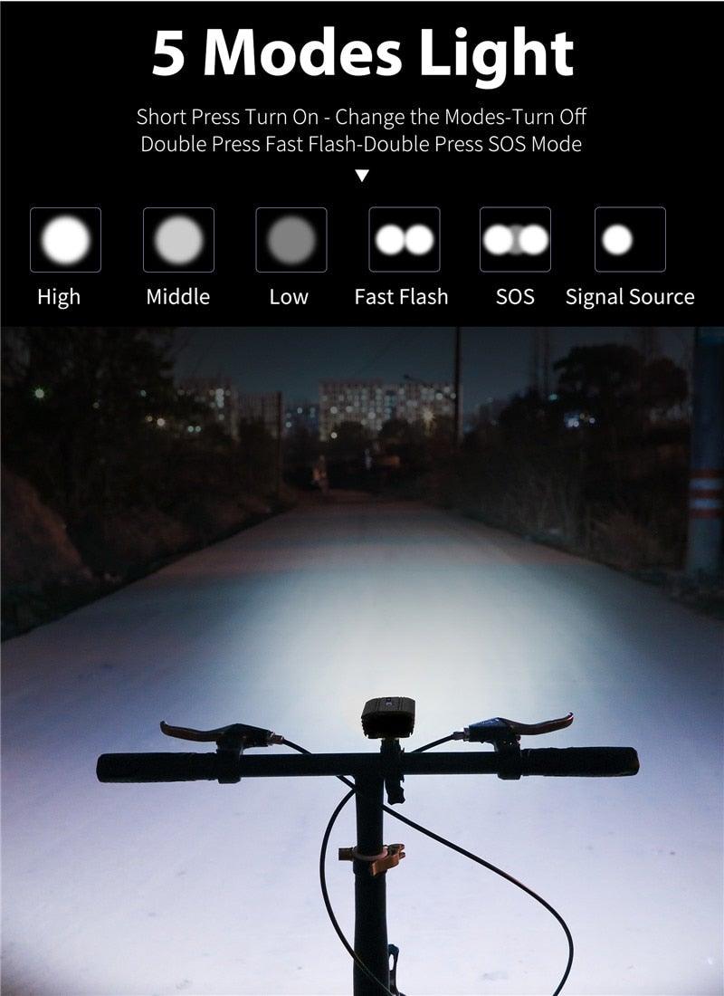 Phare avant de vélo rechargeable USB Lumière de vélo LED étanche Phare de cyclisme Lampe de sécurité pour l'escalade Lampe de vélo super brillante Facile à installer Convient à tous les vélos Phares avec modes