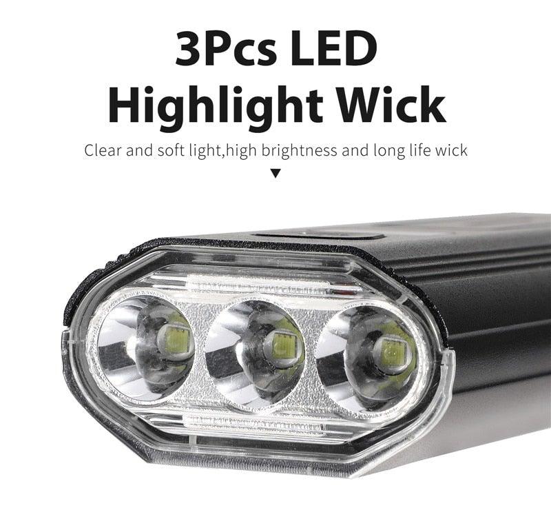 Phare avant de vélo rechargeable USB Lumière de vélo LED étanche Phare de cyclisme Lampe de sécurité pour l'escalade Lampe de vélo super brillante Facile à installer Convient à tous les vélos Phares avec modes