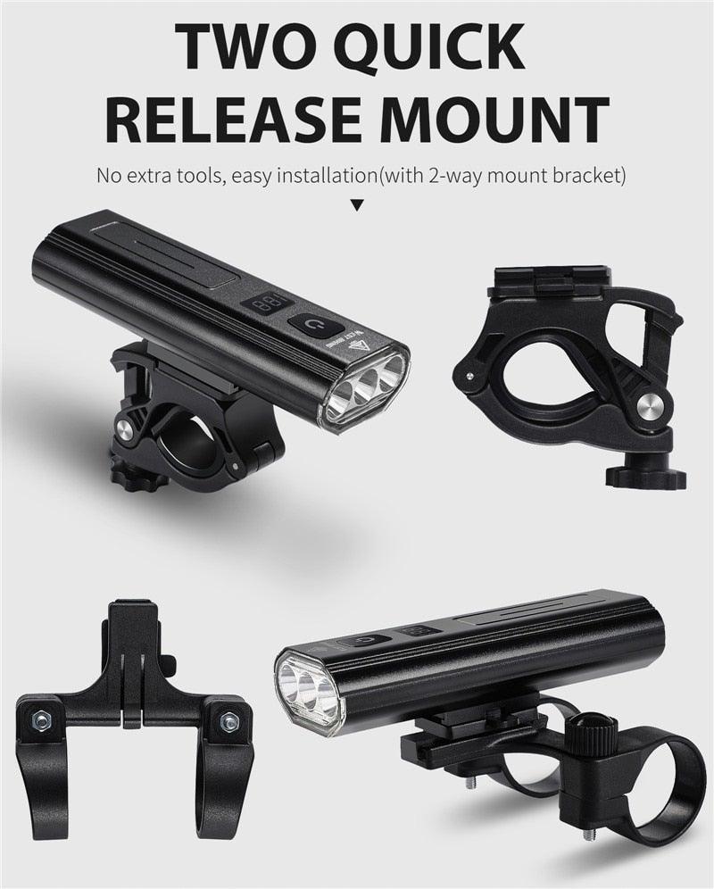 Phare avant de vélo rechargeable USB Lumière de vélo LED étanche Phare de cyclisme Lampe de sécurité pour l'escalade Lampe de vélo super brillante Facile à installer Convient à tous les vélos Phares avec modes