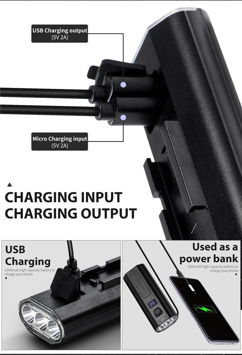 Phare avant de vélo rechargeable USB Lumière de vélo LED étanche Phare de cyclisme Lampe de sécurité pour l'escalade Lampe de vélo super brillante Facile à installer Convient à tous les vélos Phares avec modes