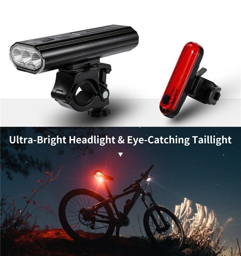 Phare avant de vélo rechargeable USB Lumière de vélo LED étanche Phare de cyclisme Lampe de sécurité pour l'escalade Lampe de vélo super brillante Facile à installer Convient à tous les vélos Phares avec modes